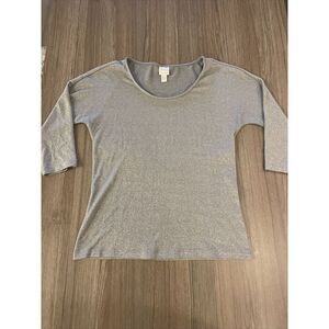 Max Mara Leisure‎ Silver 3/4 Sleeve Max Mara Leisure Top Size Small